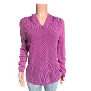 Pulp long sleeve v neck boysenberry pullover with hooded sweater L